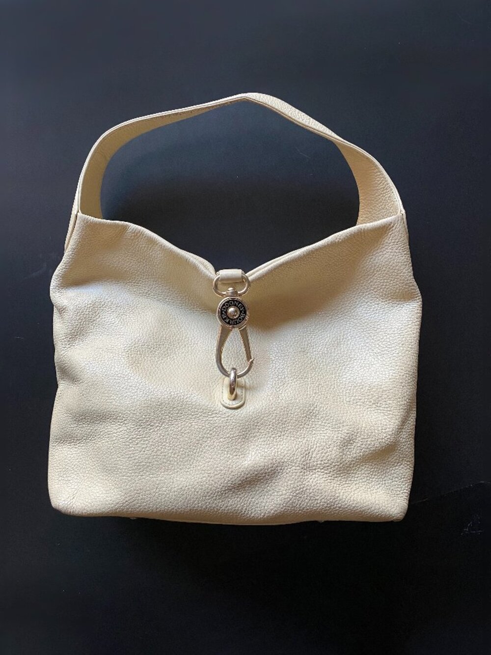 Dooney & Bourke Pebble Grain Logo Lock Sac Hobo Shoulder Bag Ivory